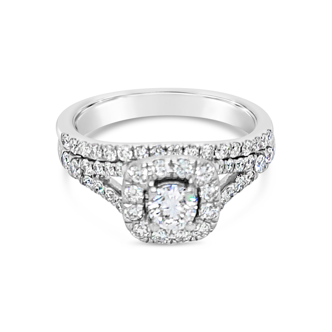 14ct White Gold Diamond Halo Wedding Set TDW 1.00ct