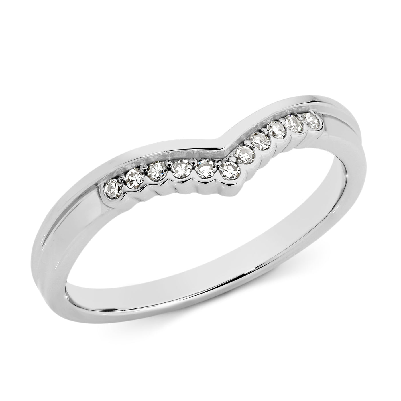 9ct White Gold Diamond 'V' Celebration Ring