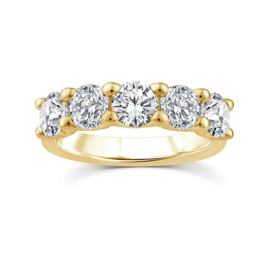 9ct Yellow Gold Lab Diamond Round Cut Band 2 TDW