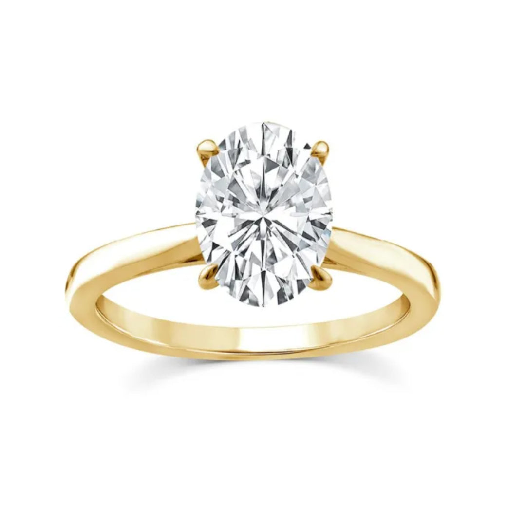 9ct Yellow Gold Lab Grown DIamond Solitaire Oval Ring