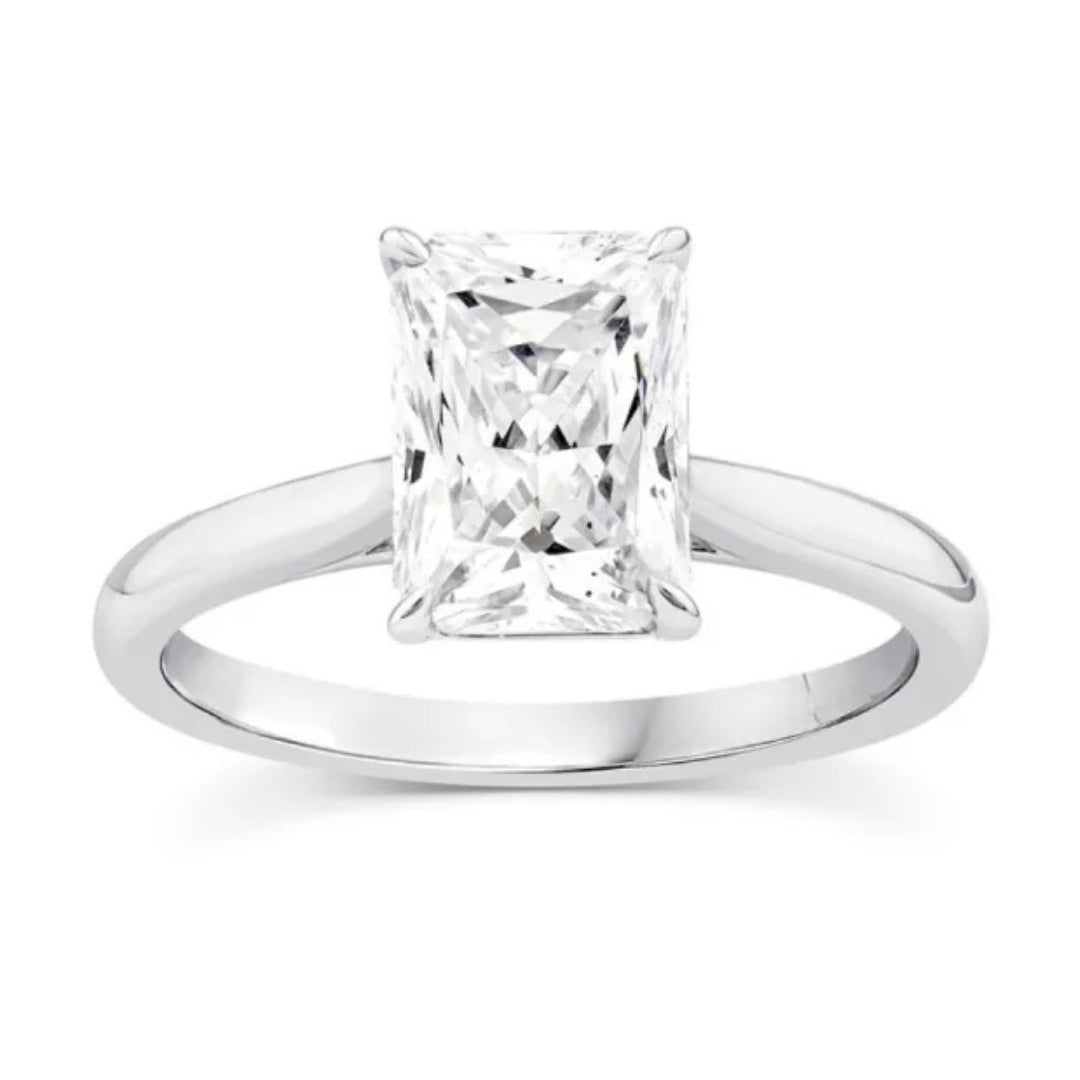 9ct Yellow Gold Lab Grown Diamond Solitaire Radiant Cut Ring