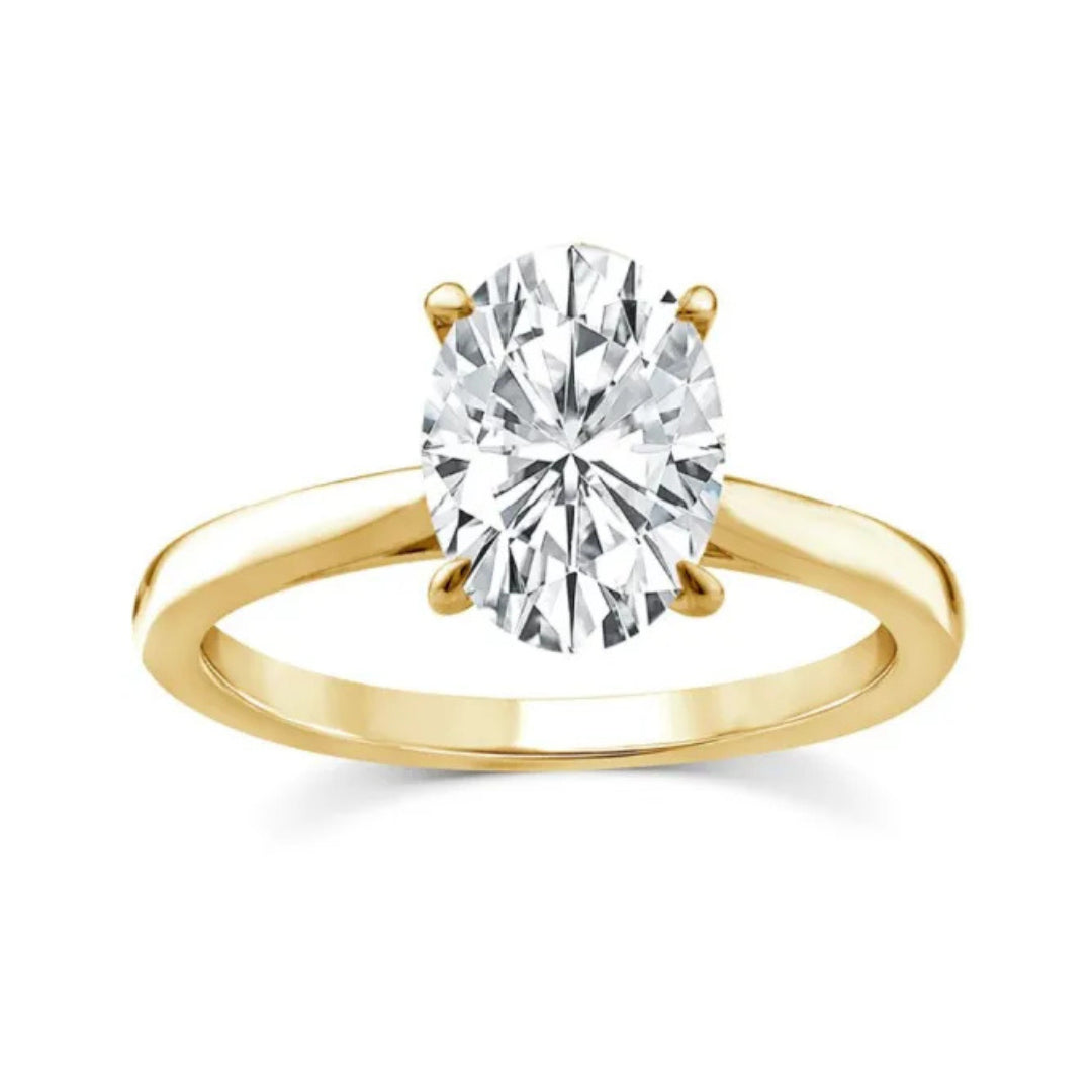 9ct Yellow Gold Lab Grown Diamond Solitaire Oval Ring