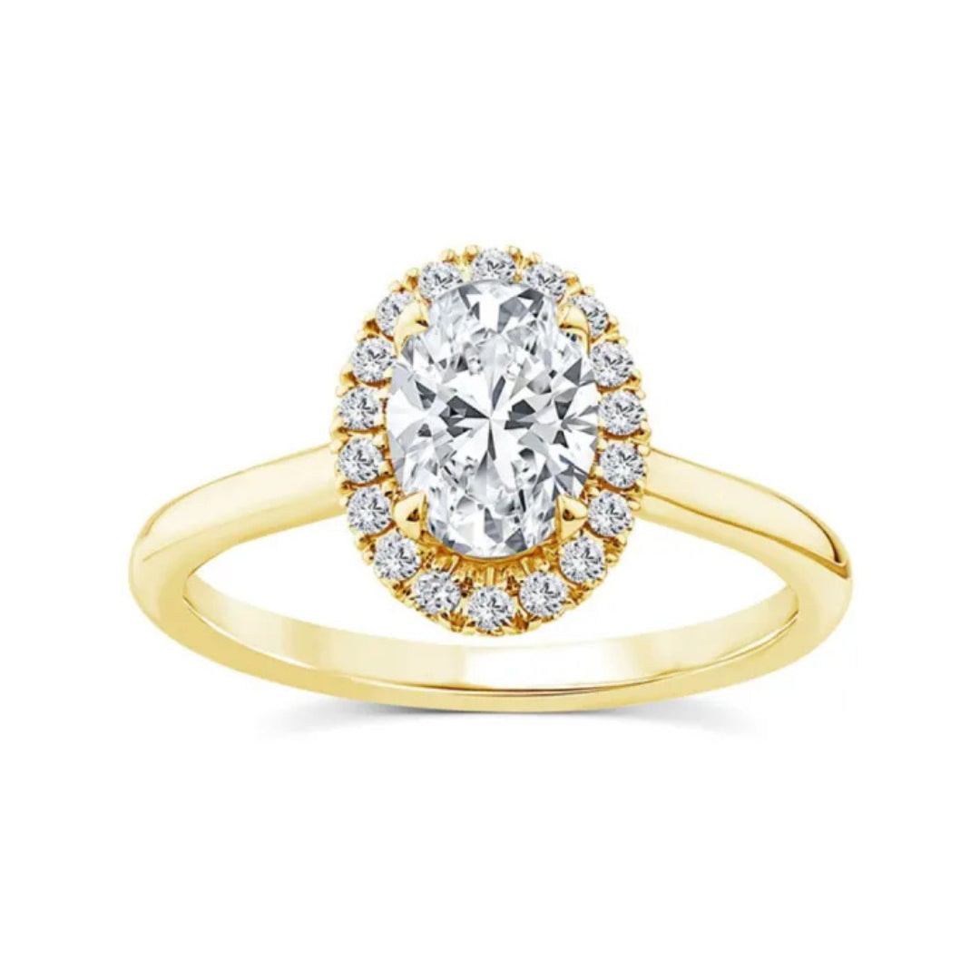 9ct Yellow Gold Lab Grown Diamond Oval Halo Ring