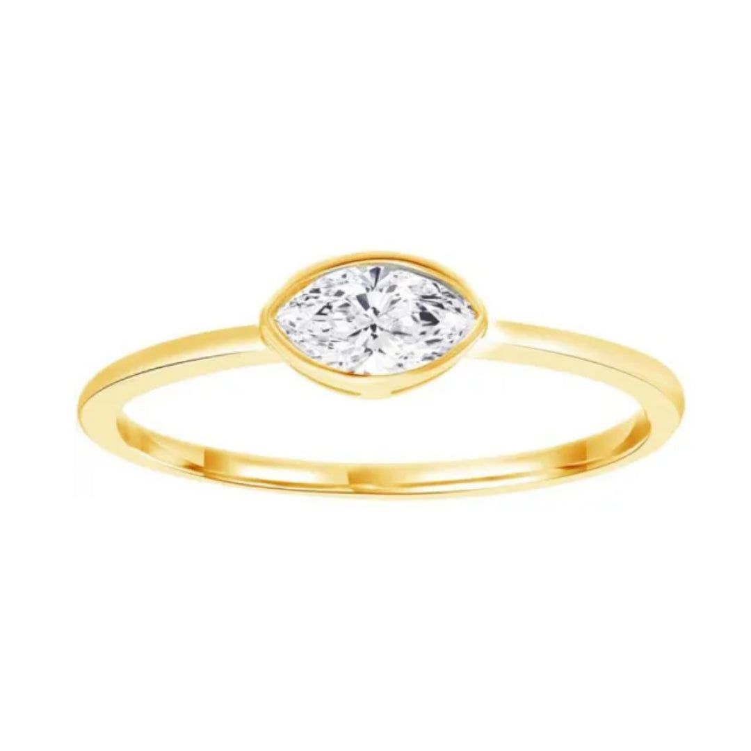 9k Yellow Gold Lab Grown East to West Diamond Ring | Size L