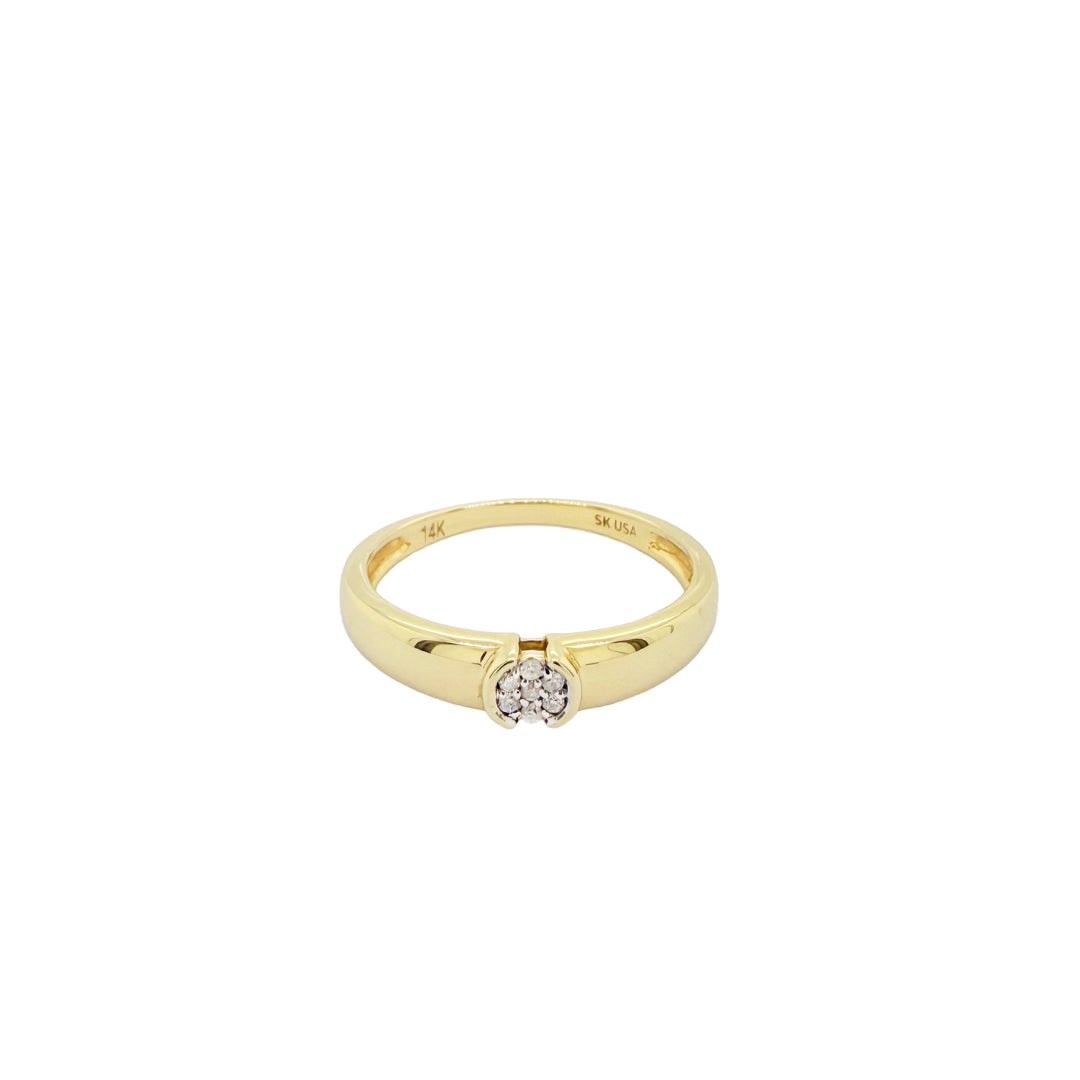 10k Yellow Gold Diamond Cluster Semi Bezel Set Ring | M