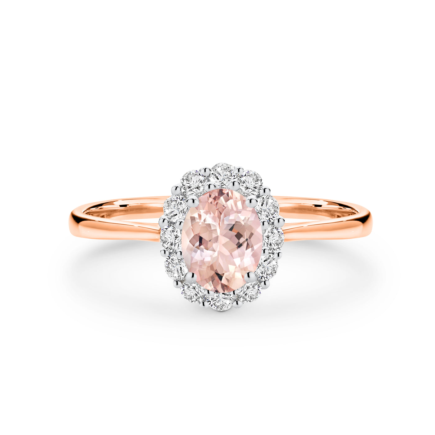 Bitone Morganite & Diamond Halo Ring