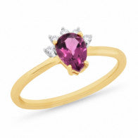 9k Rhodalite Garnet & Diamond Ring