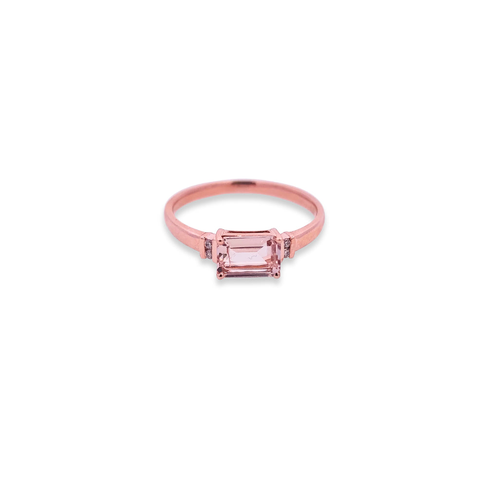 9k Rose Gold Morganite & Diamond Ring