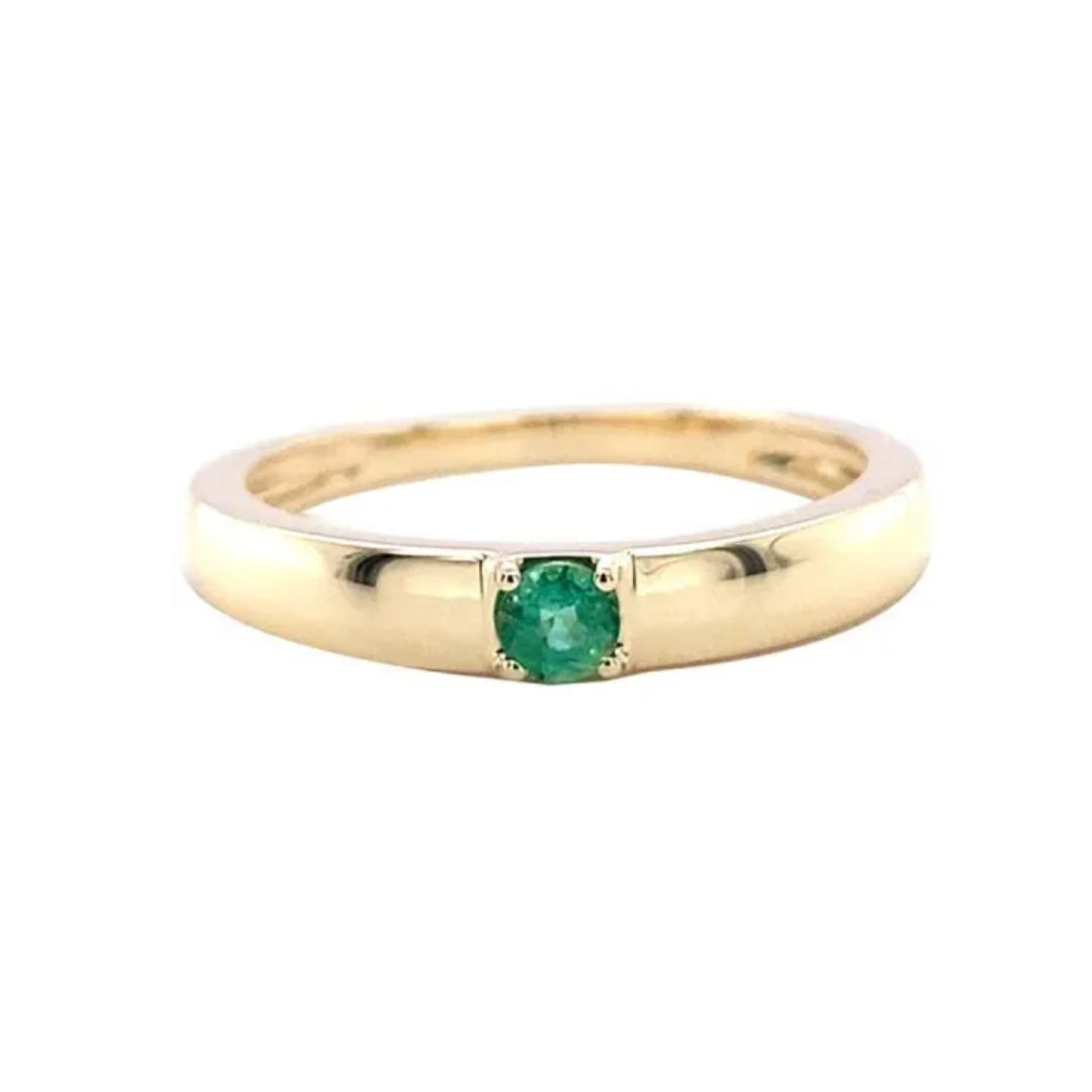 9ct Yellow Gold Emerald Solitaire Ring
