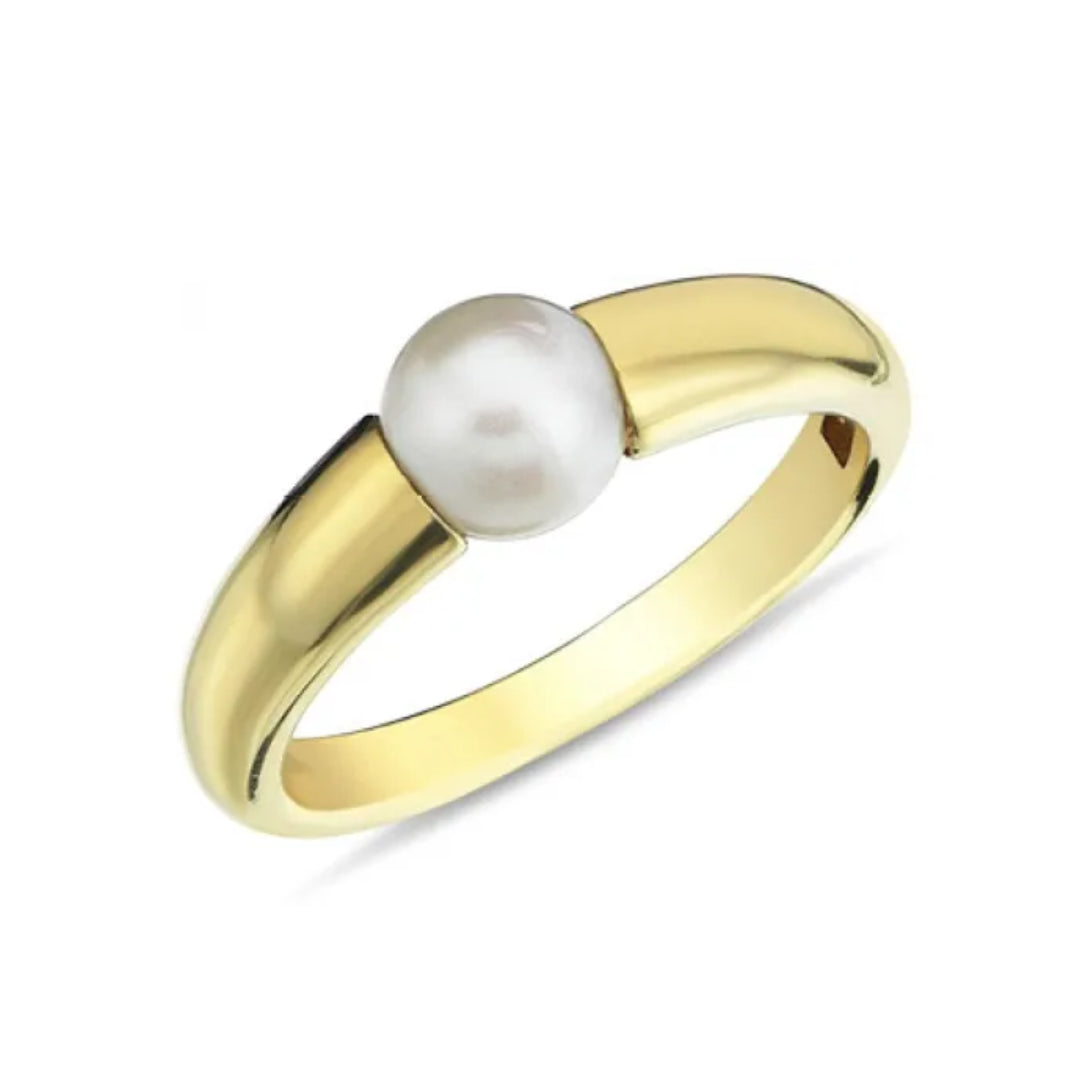 9k Yellow Gold Freshwater Pearl Ring | Size P