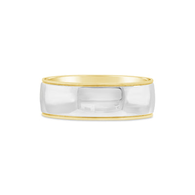 9ct Bitone Gold Faceted Wedding Ring