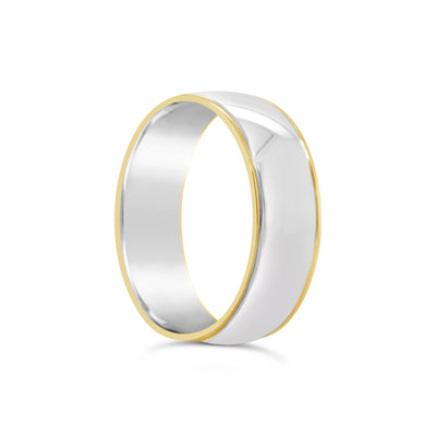 9ct Bitone Gold Faceted Wedding Ring