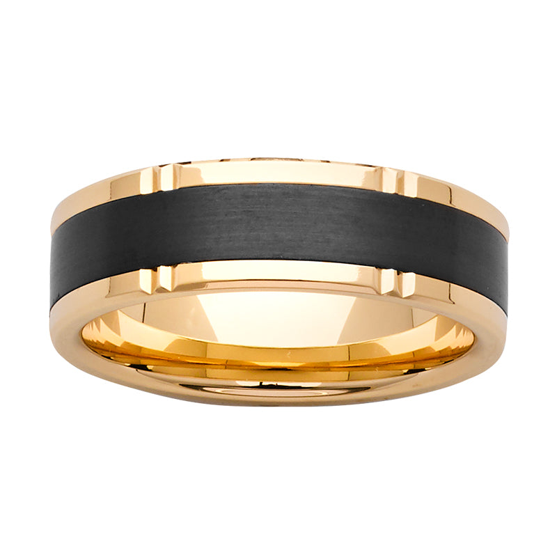 9ct Yellow Gold & Black Zirconium Band