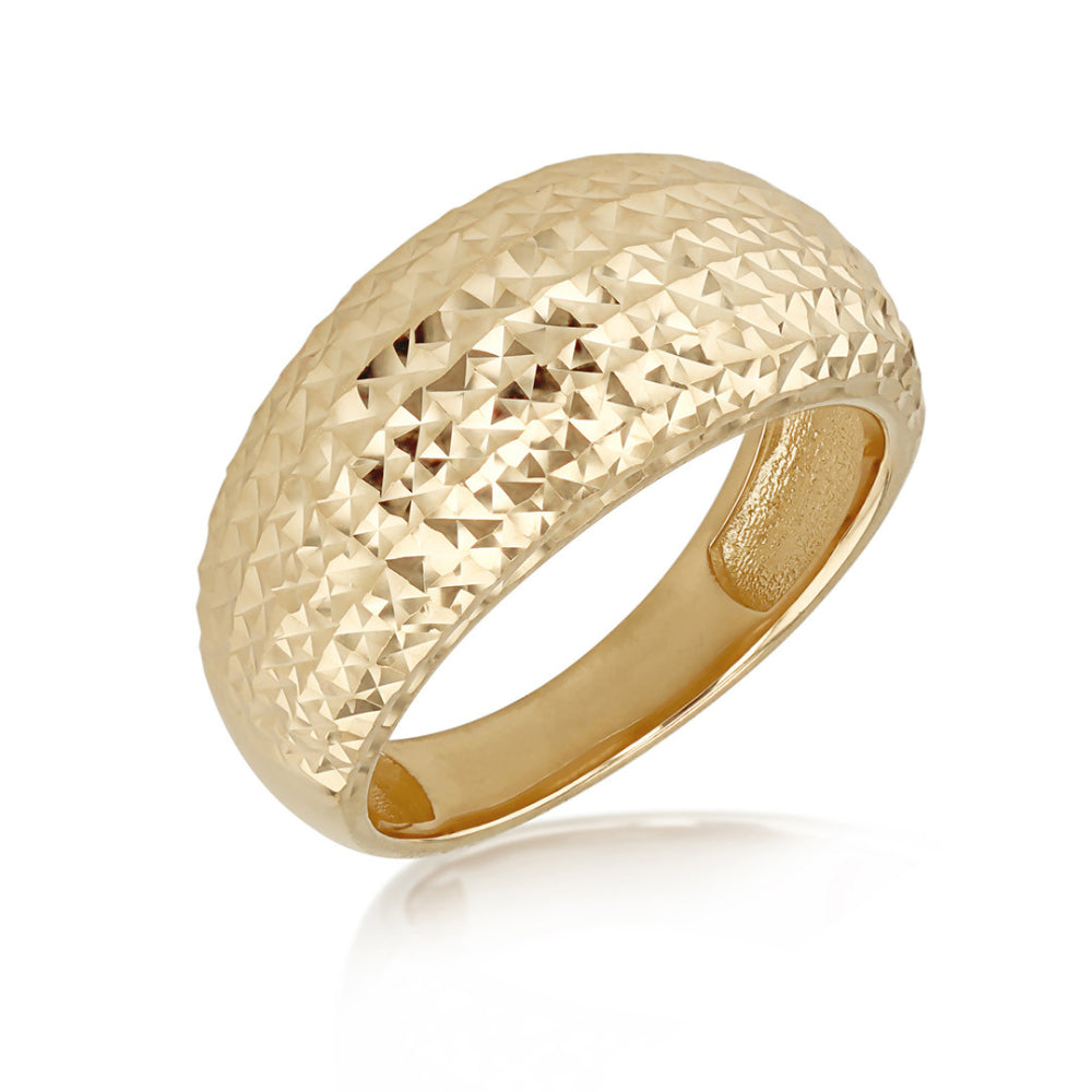 9k Yellow Gold Diamond Cut Dome Ring