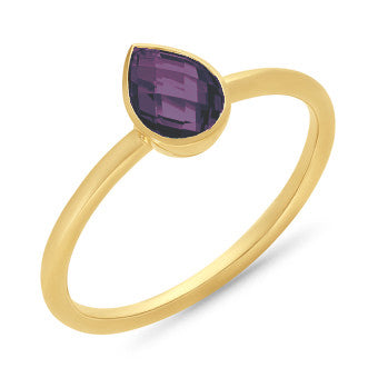 9k Yellow Gold Pear Amethyst Ring