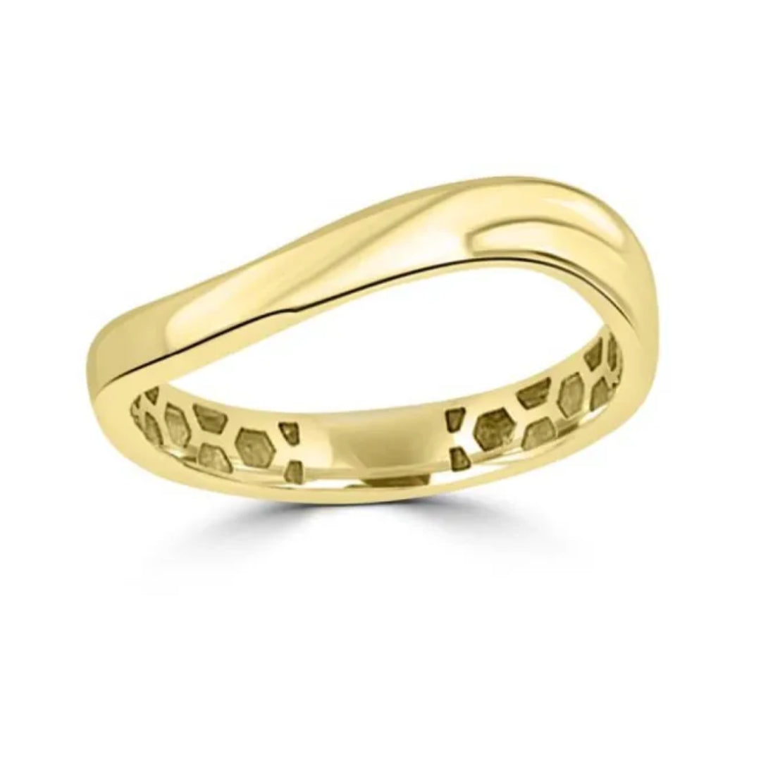 9ct Yellow Gold Solid Curved Ring