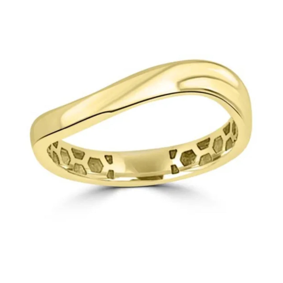 9ct Yellow Gold Solid Curved Ring