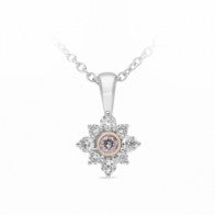 9k Bitone Pink & White Diamond Pendant