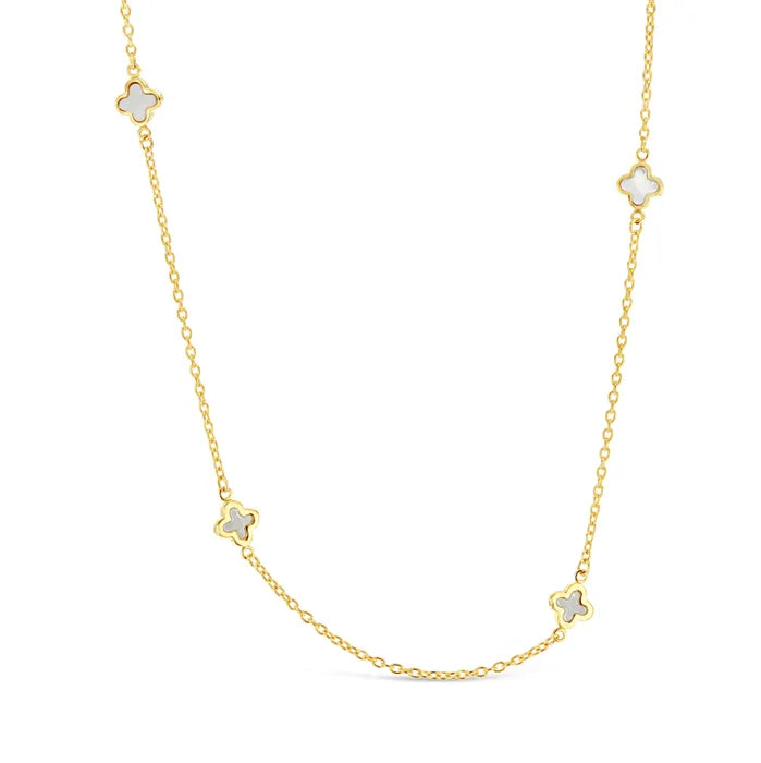 9k Yellow Gold Mother of Pearl Mini Clover Necklace