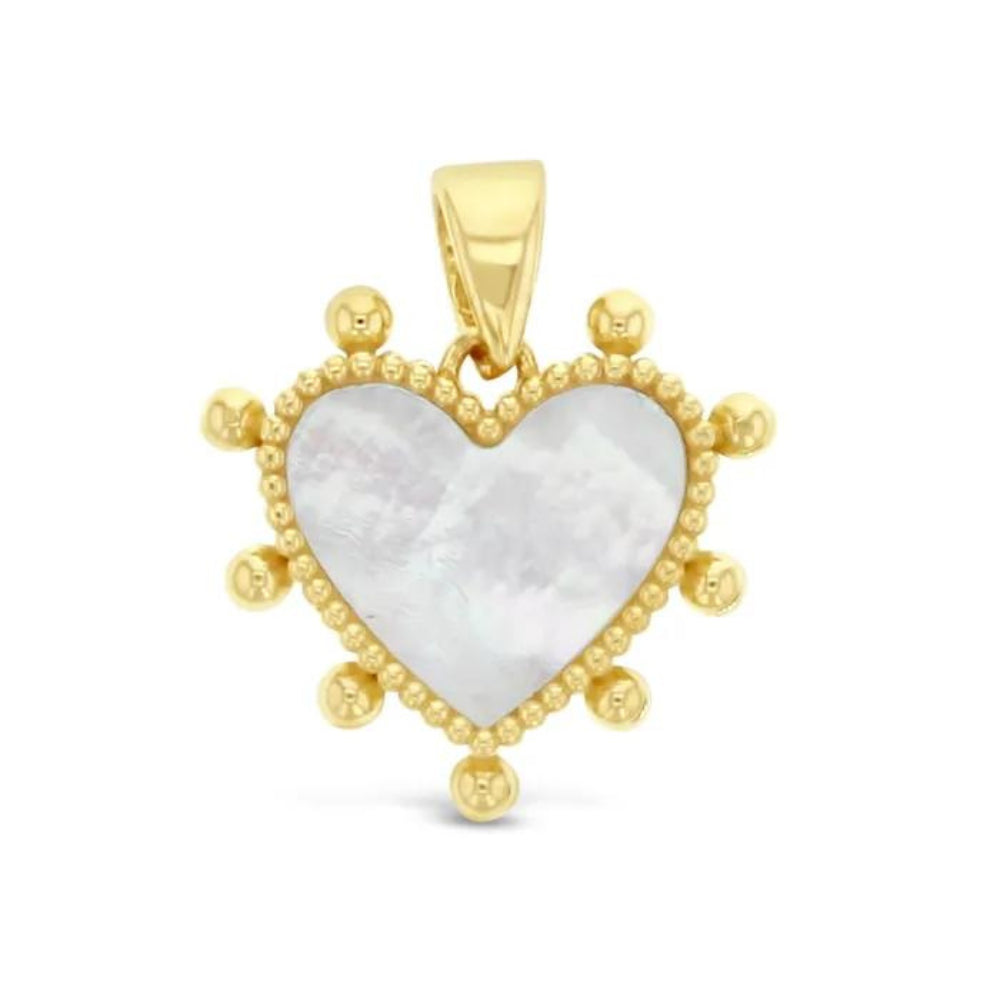 9k Yellow Gold Mother of Pearl Heart Necklace