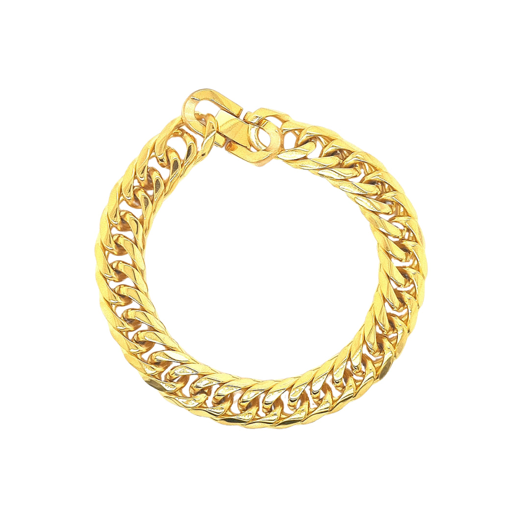 Revolution 21cm Curb Link Steel Yellow Gold Plated Bracelet