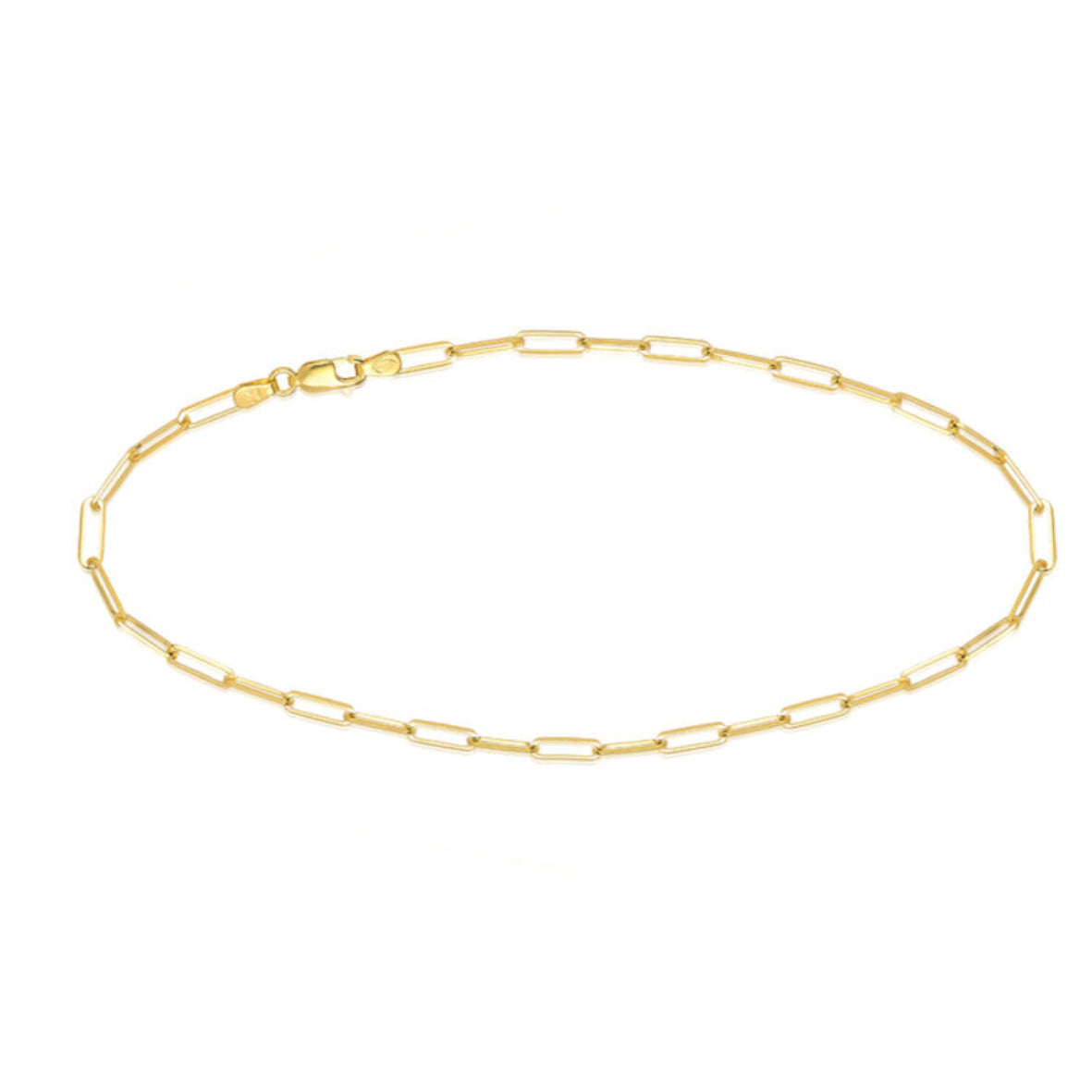 9ct Yellow Gold Paperclip 70 Gauge Bracelet | 19cm