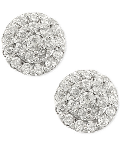 14ct White Gold Diamond Earrings