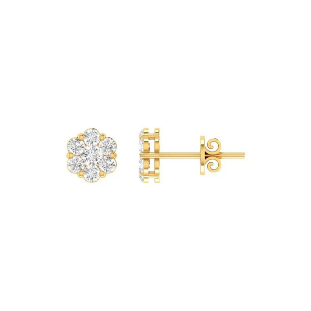 9k Diamond Cluster Stud Earrings