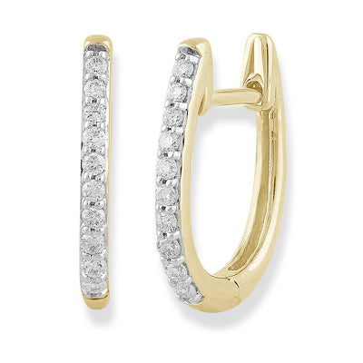 9k Yellow Gold Huggie Diamond Earrings