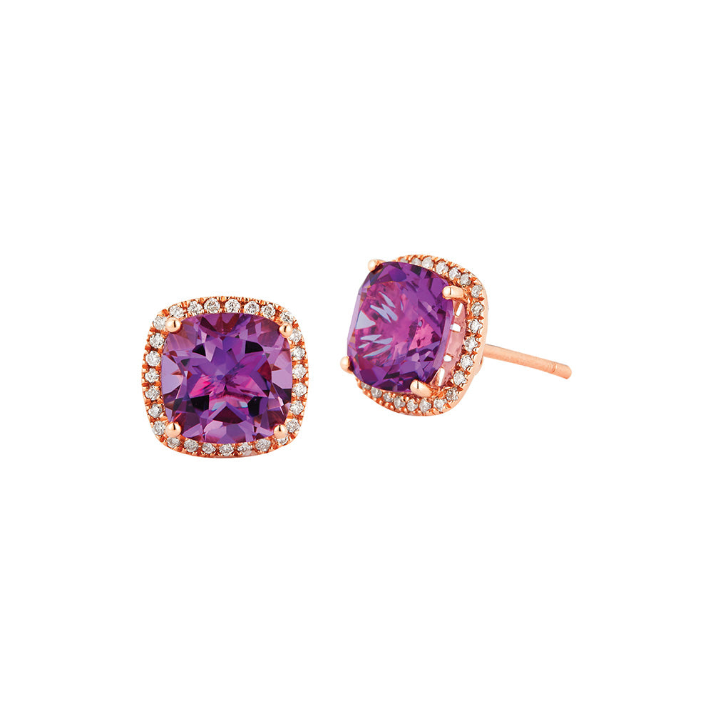 14ct Amethyst & Diamond Earrings