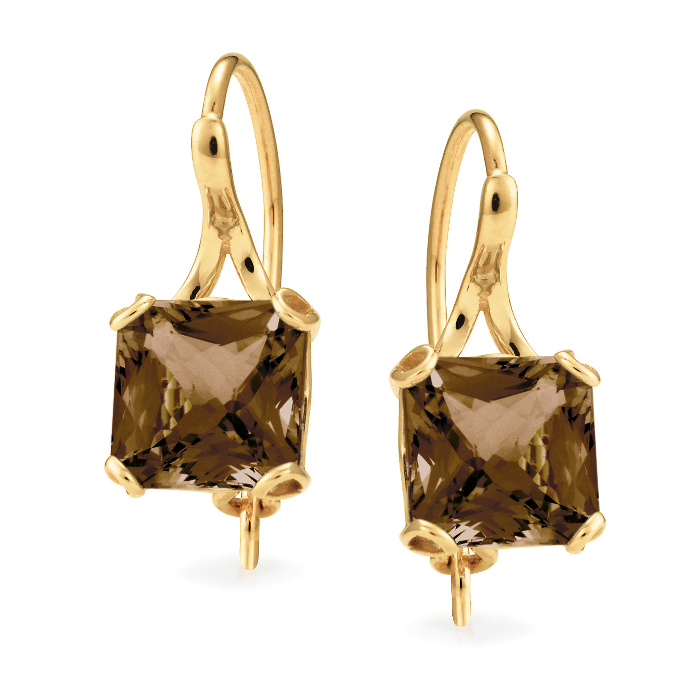 9k Yellow Gold Smokey Quartz Earrings