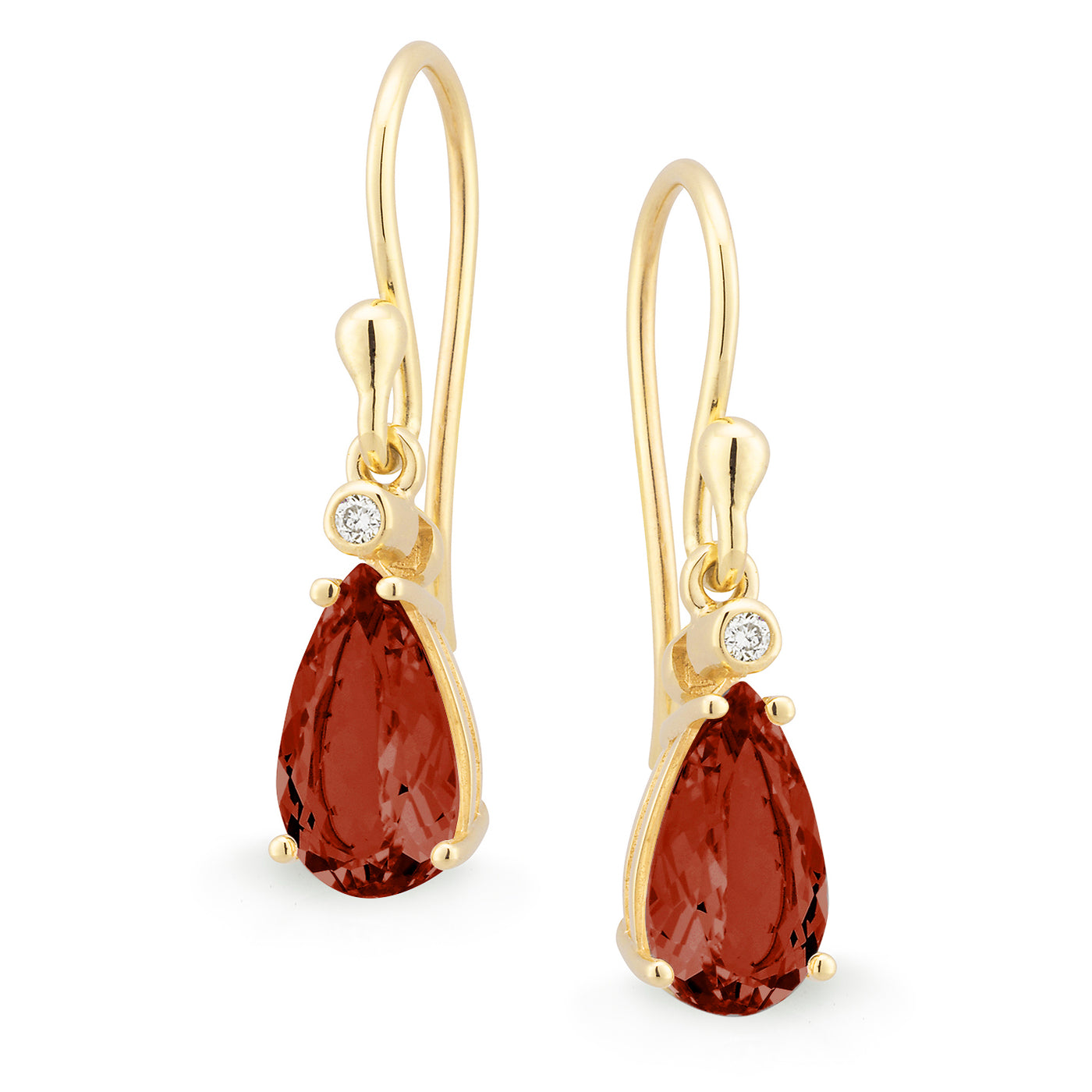 9k Yellow Gold Garnet & Diamond Earrings