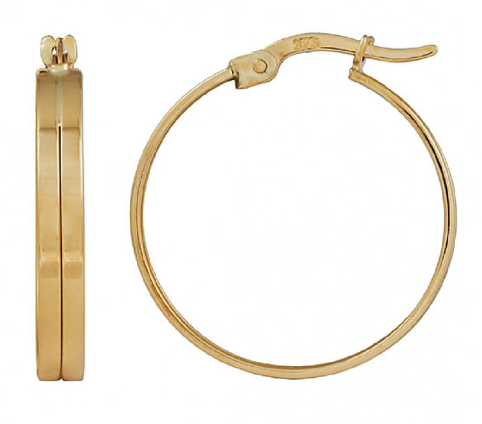 9k Yellow Gold Rectangular Hoop Earrings