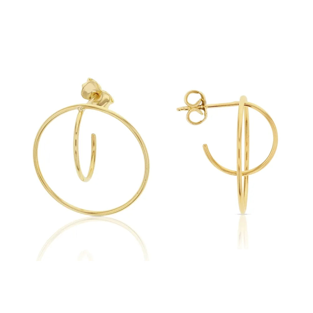 9k Yellow Gold Dual Circle Hoop Earrings