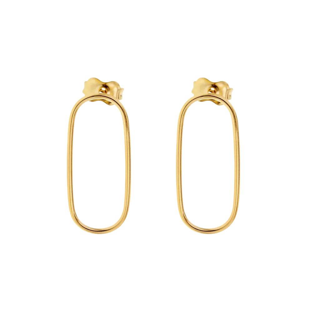 9K Yellow Gold Paperclip Link Stud Earrings