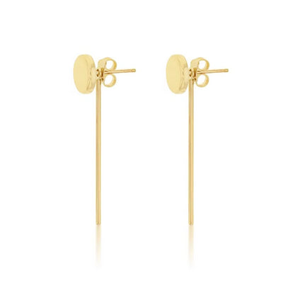 2 in 1 - 9K Yellow Gold Stud with detachable Thin Hanging Bar