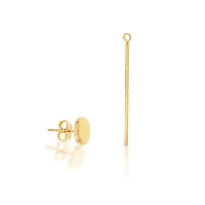 2 in 1 - 9K Yellow Gold Stud with detachable Thin Hanging Bar