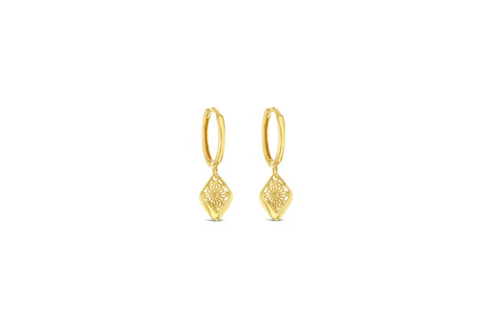 9k Diamond Shape Huggie Earrings