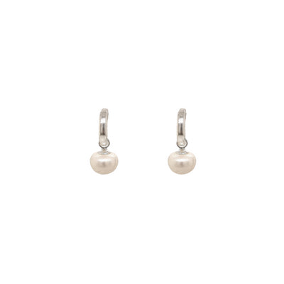 Allura Fresh Water Pearl Pearl Hoop Earrings | Silver