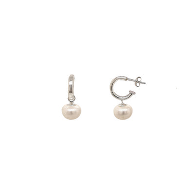 Allura Fresh Water Pearl Pearl Hoop Earrings | Silver