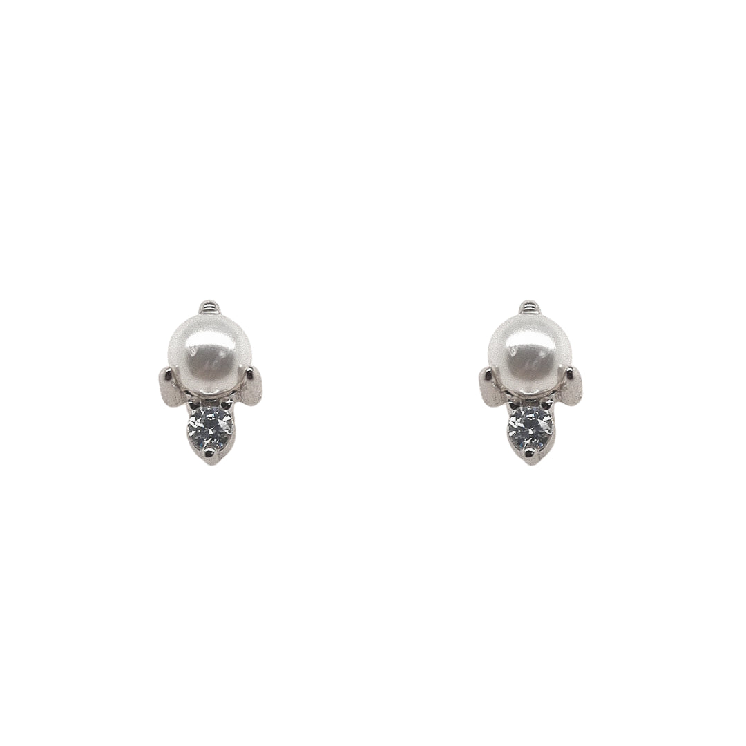 Allura Fresh Water Pearl & CZ Stud Earrings | Silver RH