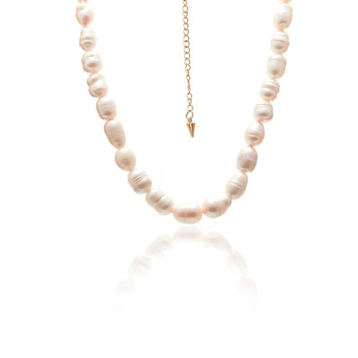 Silk & Steel Blanc FW Pearl Necklace | Steel | Gold