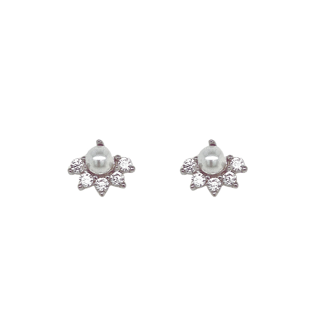 Allura Fresh Water Pearl & CZ Earrings | Silver RHH