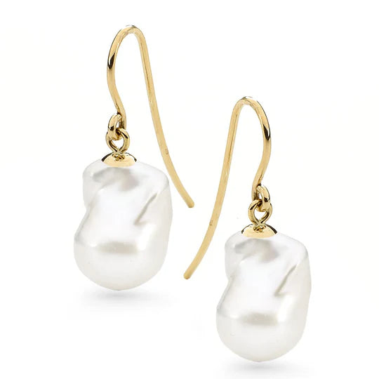 Allura 9k Yellow Gold Baroque Pearl Earrings