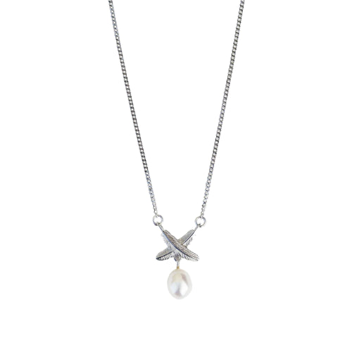 Boh Runga | Feather Kiss | Fresh Water Pearl | Silver | Pendant | 40+5cm