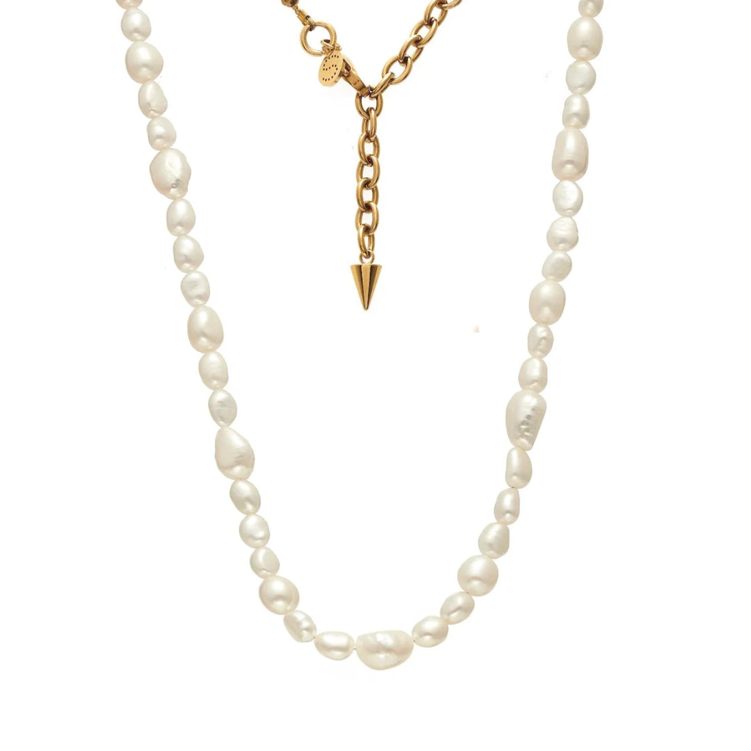 Silk & Steel Allure Necklace Pearl + Gold