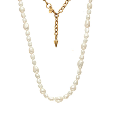 Silk & Steel Allure Necklace Pearl + Gold
