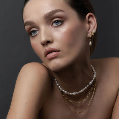 Silk & Steel Allure Necklace Pearl + Gold