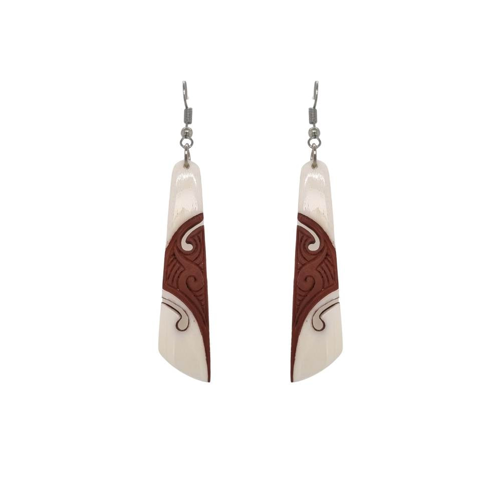 Wild at Heart NZ Hand Painted Carved Bone Earrings