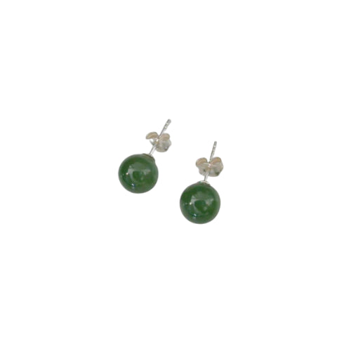 8mm Stg Silver NZ Pounamu Stud Earrings